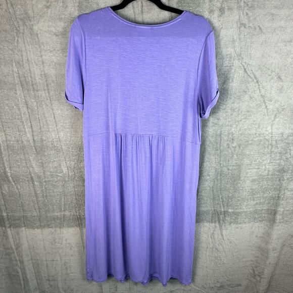 J Jill Dress Womens Med Purple Stretch Pockets Short Sleeve Beach Vacation Boho - Picture 7 of 14